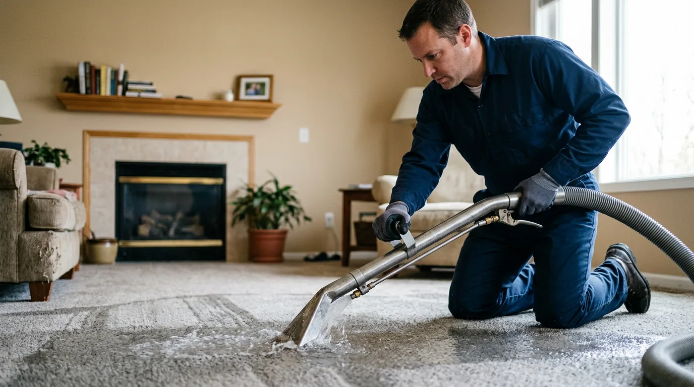 Water damage restoration technician working near Kenedy, TX
